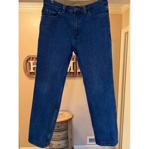 Duluth Trading Co Relaxed Fit Jeans Mens 34x30 Dark Wash Blue Denim Work Pants